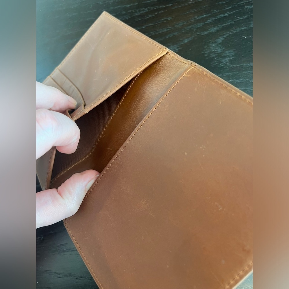 J.CREW Men's Leather Passport Case Holder Tan Brown - Picture 4 of 11